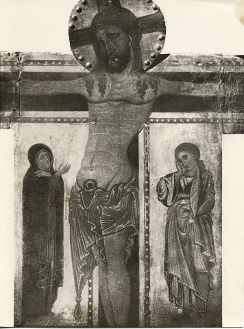 Foto Reali — Anonimo fiorentino - sec. XIII - Cristo crocifisso; Madonna; San Giovanni Evangelista — particolare